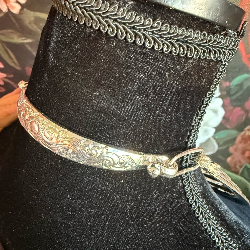 Three Layer Silver Statement Necklace - Picture 3 of 7